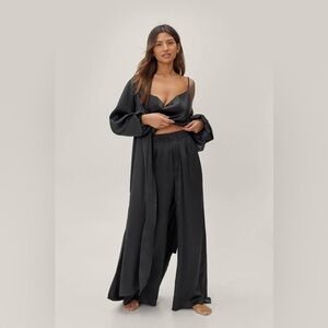 Nasty Gal Satin Long Pajama Set with Robe